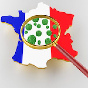 Contagious HIV AIDS, Flur or Coronavirus with France map. 3D rendering