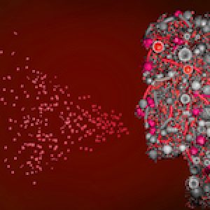 Transmission of pathogens by droplet infection via mouth and nose - 3d illustration