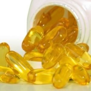 A bottle of omega 3 fish oil capsules